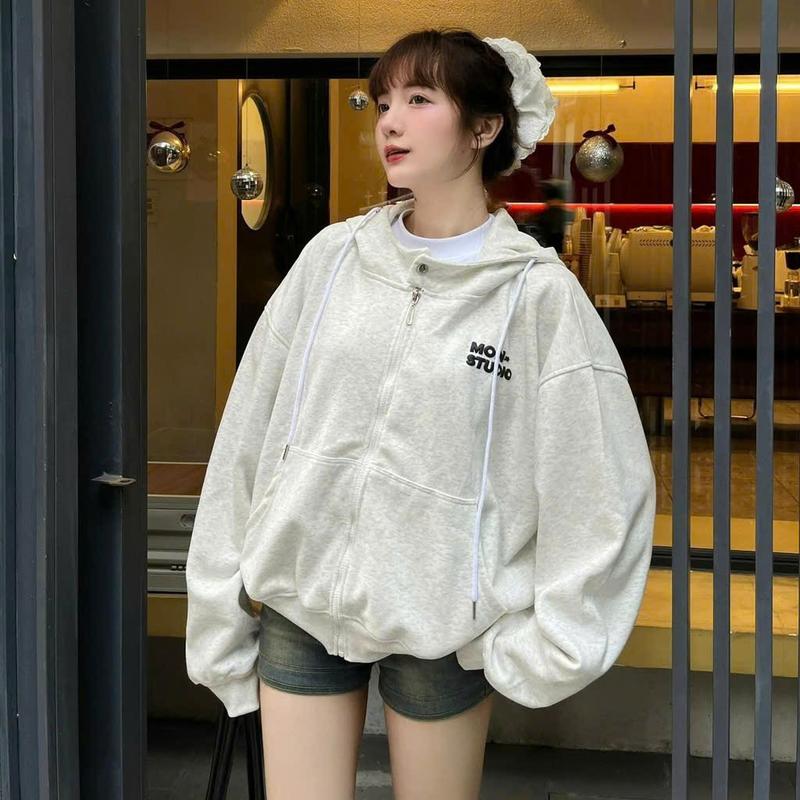 Áo Khoác Hoodie Zip Thu Đông IN NỔI DẬP NỔI MON STUDIO Vải Nỉ Ép Form Boxy Unisex Nam Nữ Đều Mặc Được Có Túi Trong
