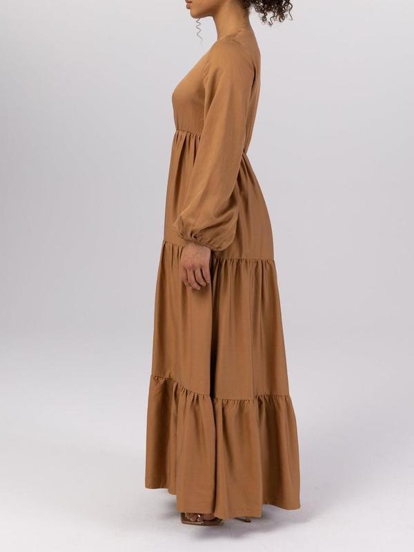 Baju muslim wanita drees 3 dara/susun katun linen rayon twill premium Nyaman Dress 4