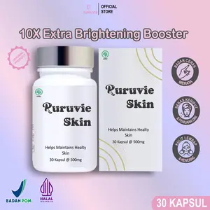 Ruruvie Skin Suplemen Pemutih Badan Aman BPOM 30 Kapsul Cerahkan Kulit Glowing Alami Bebas Kusam Minuman Glutathione