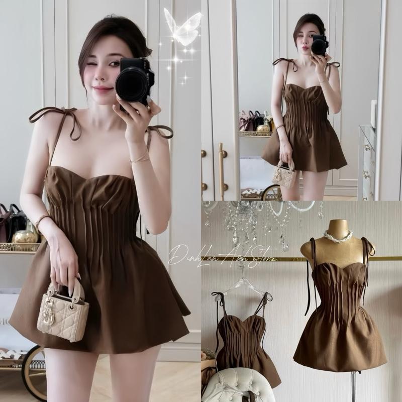 Cup Bí Nâu Váy Ngắn Cup Nâu Chuẩn Hình Form Dáng Bồng Bí Thiết Kế Tiểu Thư Nhẹ nhàng - DinhLanAnhStore