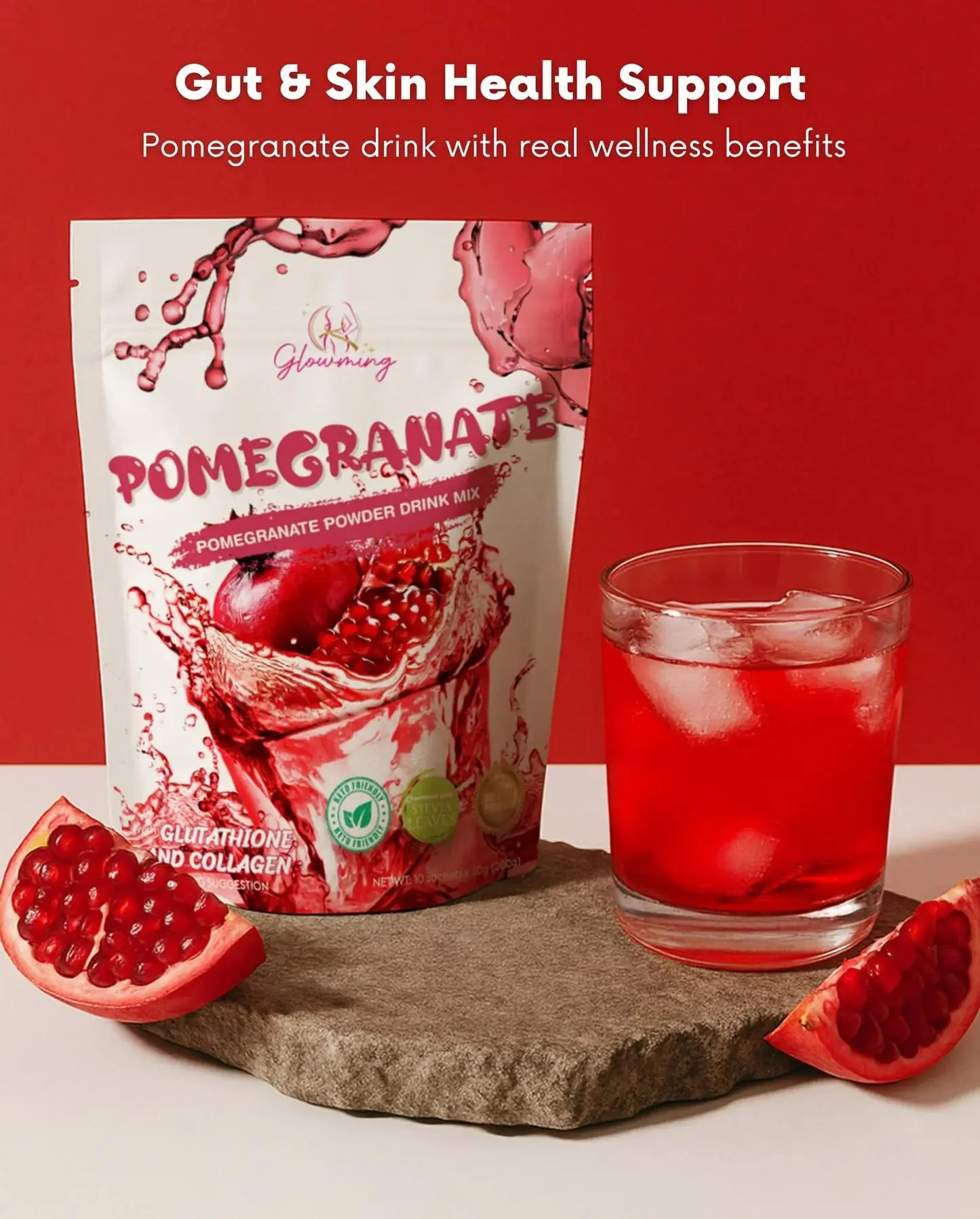 GLOWMING Pomegranate Glutathione Collagen Drink Mix with L-Carnitine Moringa & Stevia Sweetened Formula for Health Benefits Supplement Healthcare Edible Fitness Natural Colagen Beauty - TikTok Shop Philippines GLOWMING Pomegranate Glutathione Collagen Drink Mix with L-Carnitine Moringa & Stevia Sweetened Formula for Health Benefits Supplement Healthcare Edible Fitness Natural Colagen Beauty - TikTok Shop Philippines
