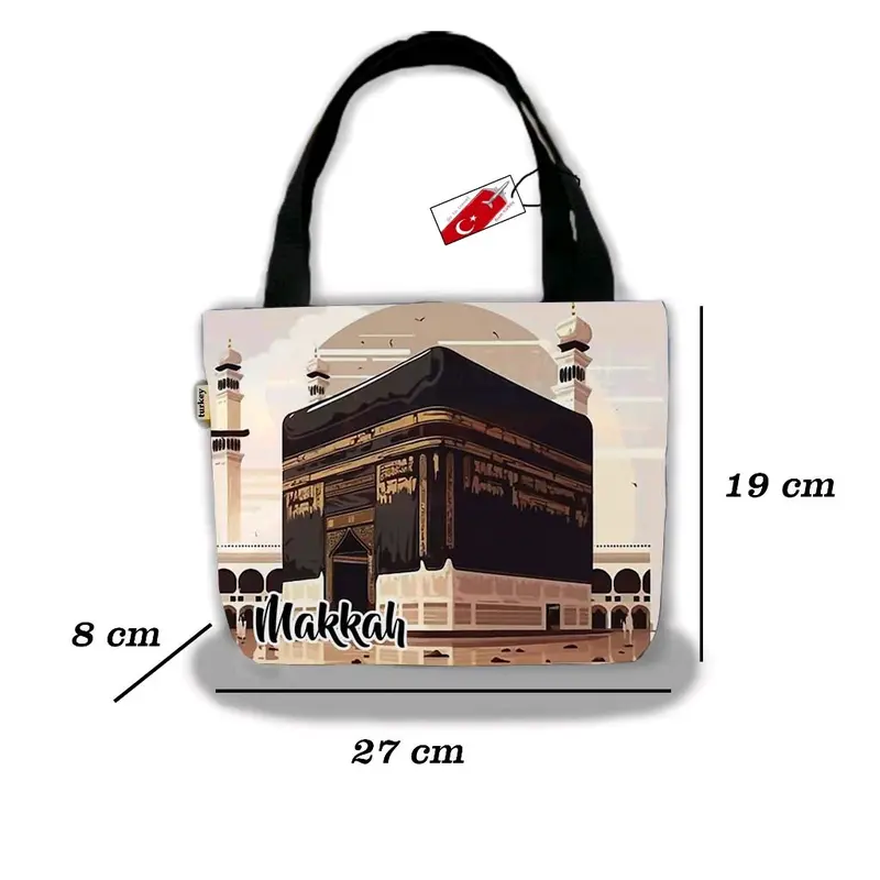 Totebag Mini Kanvas Wanita  Lucu Souvenir Pengajian Haji Umroh Motif Printing batik/ Kakbah  Terbaru 2024 Hitam Wanita 4