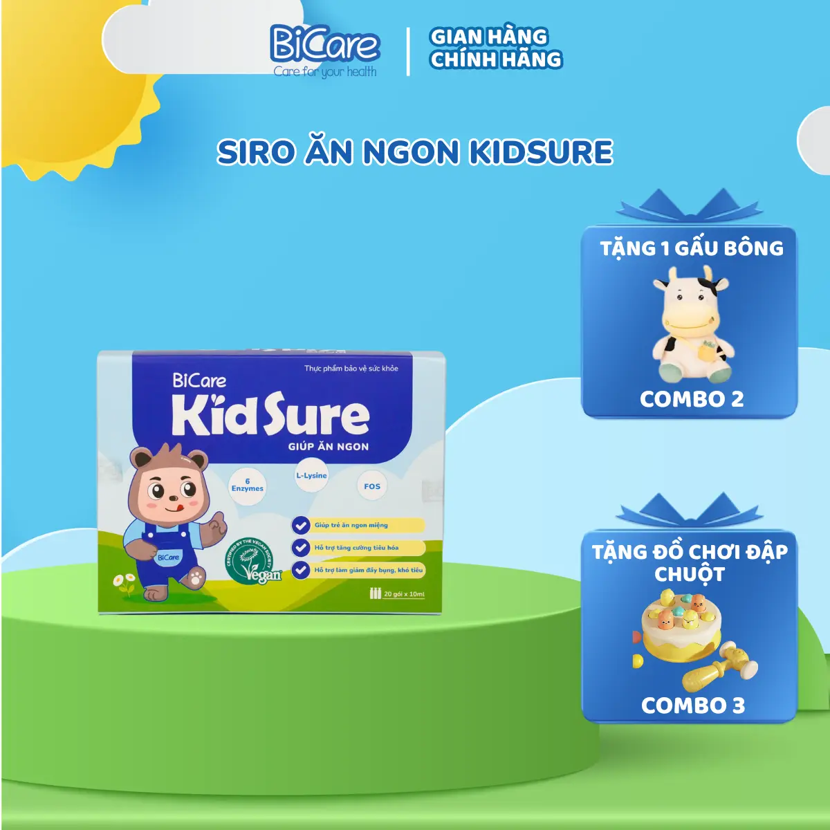 Siro ăn ngon Kidsure - Hỗ trợ tiêu hóa, cải thiện biếng ăn, hấp thu tốt - Hộp 20 gói siro anngon