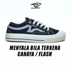 Sepatu Sneakers Kasual Sepatu Sekolah Pria Wanita Volitans Hitam Putih Reflektive 37 - 45