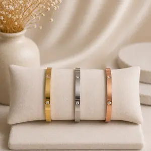 Nagita Gelang Bangel Tebal 13cm-20cm Gold Rosegold Silver Titanium Bangle Polos Permata Elegan Klasik Tahan Karat Bahan Titanium