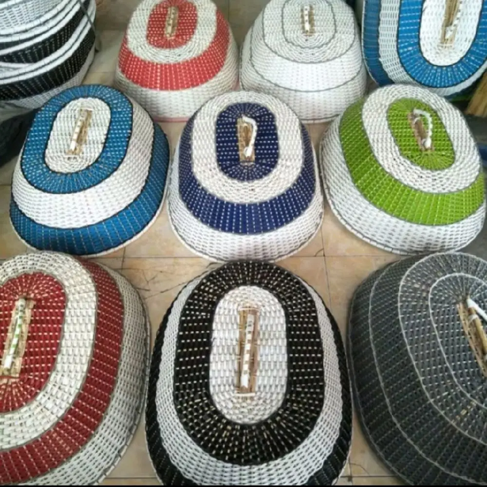 Tudung Saji Tutup Makanan Rotan Sintetis Warna-warni untuk Kebutuhan Harian Anda