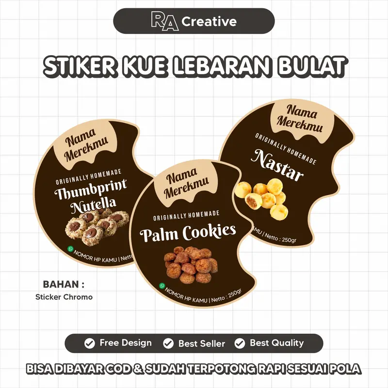 Sticker Label Kue Kering dan Parcel Idul Fitri Bulat Custom/ Lebaran 0