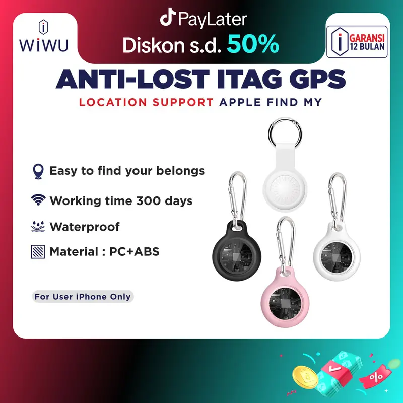 Wiwu iTag Pelacak Anti Hilang GPS - WT, Durasi Penggunaan 300 Hari 0