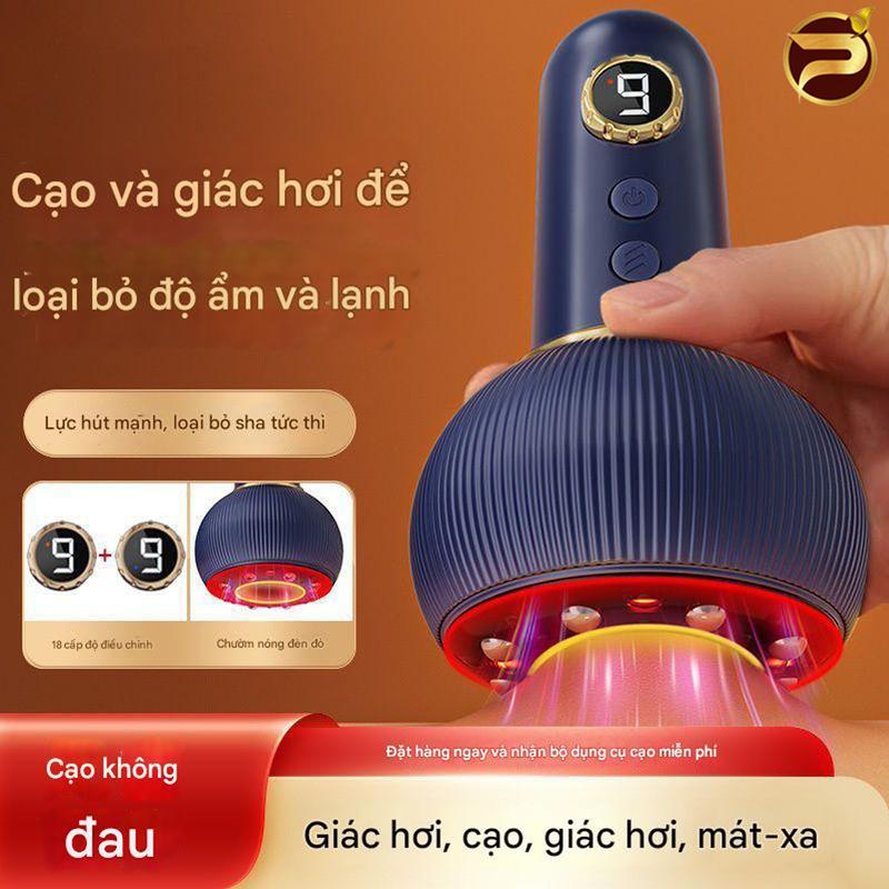 Máy Giác Hơi Cầm Tay Sạc Pin Lescolton 9 Chấu Hồng Ngoại Máy massage Bộ Giác Hơi Cạo Gió
