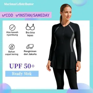 39050 Baju renang / dewasa hijab muslimah muslim lengan panjang celana  polos nyambung murah antiuv