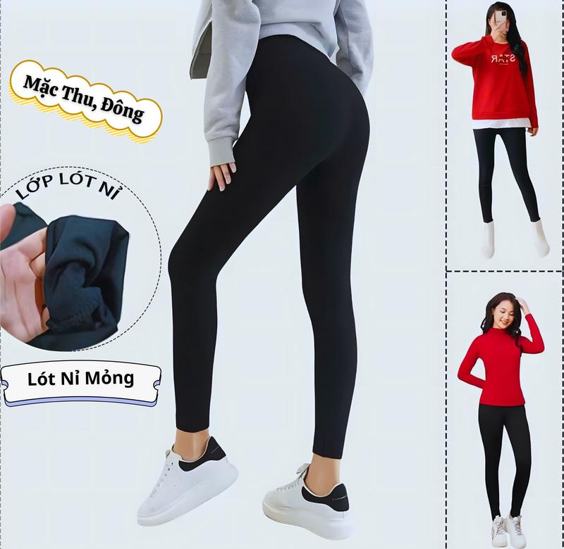  Combo 2 quần  Quần không túi có lẻ 1 quần  Legging dài nữ Lót Nỉ mỏng co dãn 4 chiều Woman Pants - QD2 