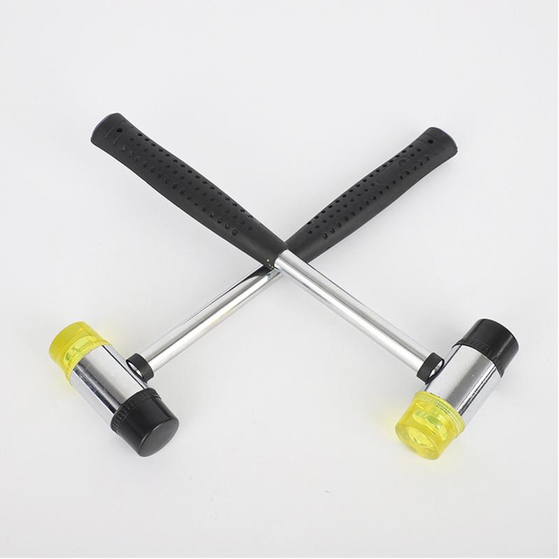 Product Introduction of 25/30mm Leather DIY Tool Double Face Soft Touch Hammer Black Plastic Coated Grip Double Head Rubber Hammer Handheld Tool 45