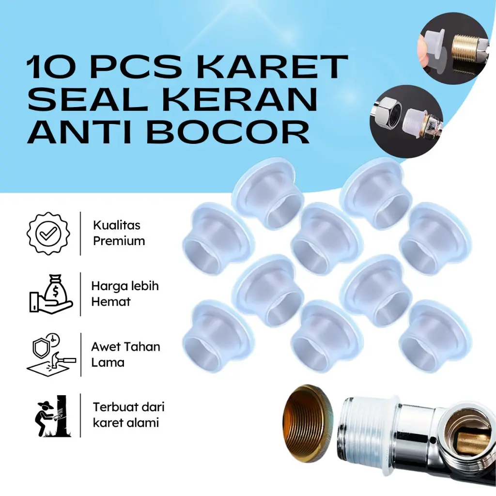 VILO  10 pcs Karet Silikon Pengganti Sealtape Kran Air Silicon Rubber Ring Anti Rembes Anti Bocor Karet Seal Silicone 1/2 inch Karet Serbaguna - Sealtape Keran Air Silikon