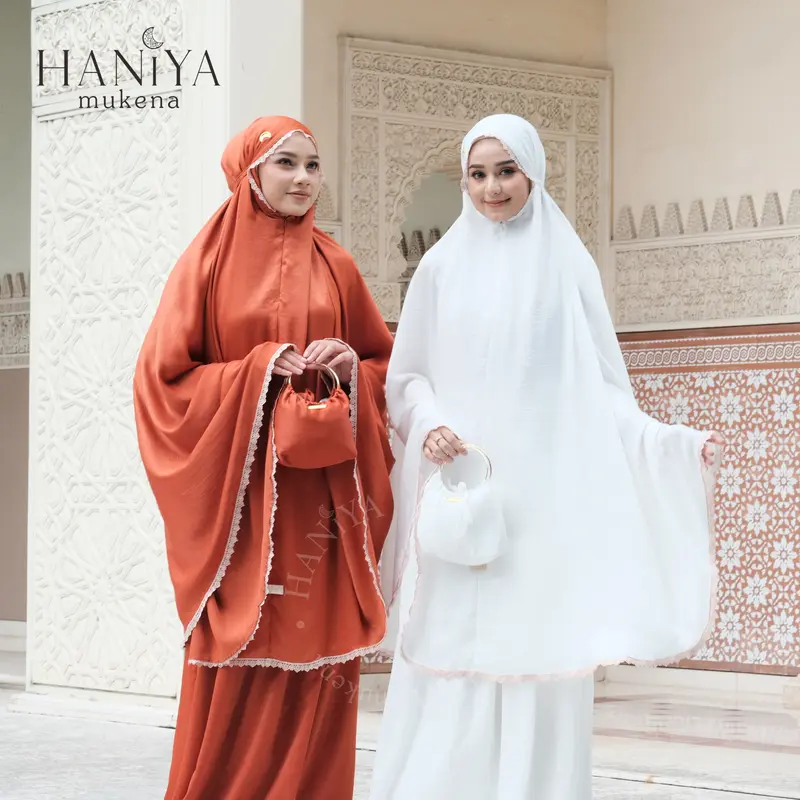 Haniya Mukena - Shafiy Series 2in1 Traveling Santorini Silk Adem Lembut Seserahan Jumbo Dewasa 1
