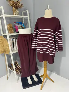 Mode Syantik | SETELAN JUMBO BAHAN VOXY MOTIF STRIP ONE SET KEKINIAN [BISA COD]