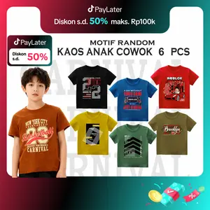 Carnival Promo Paket Hemat 6 Pcs Kaos Anak Laki-laki Cowok Usia 1-12 Tahun Motif Angka Viral Bahan Berkualitas