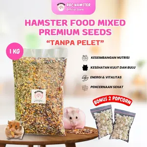 MAKANAN HAMSTER PREMIUM MIX 1KG, BONUS POPCORN, TANPA PELET & BEBAS KUTU!!