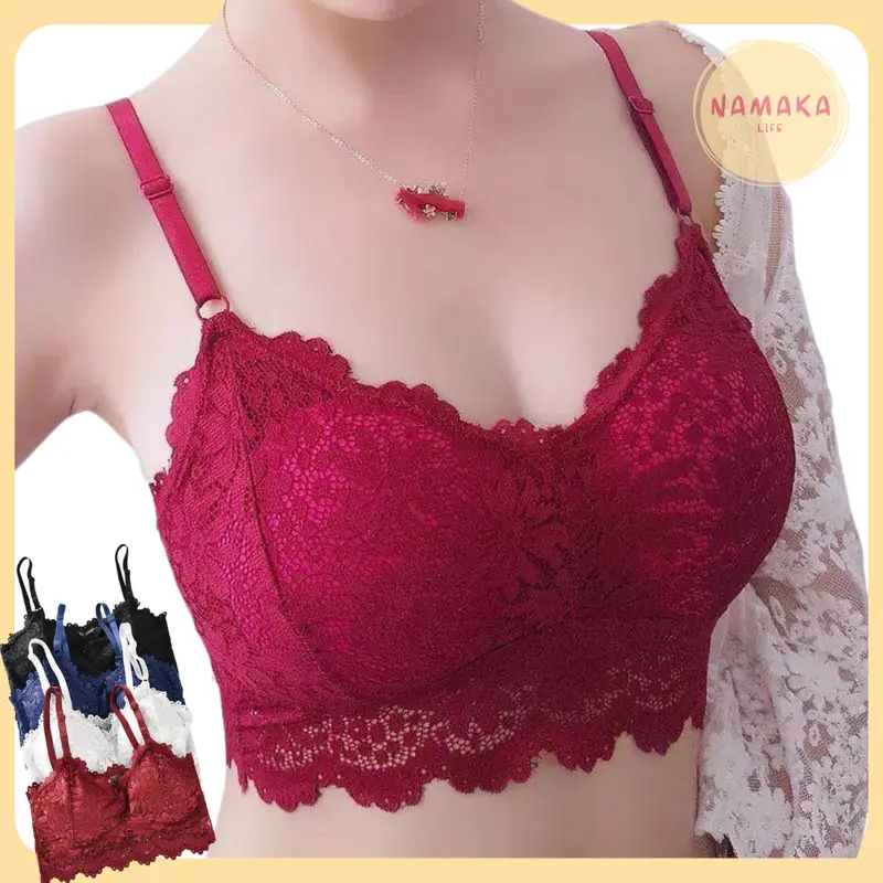 [NL]  TANK TOP BROKAT LACE TANPA KAWAT SOFT RENDA DENGAN CUP ADJUSTABLE SEAMLESS WIRELESS COMFORT WANITA COD 243 0