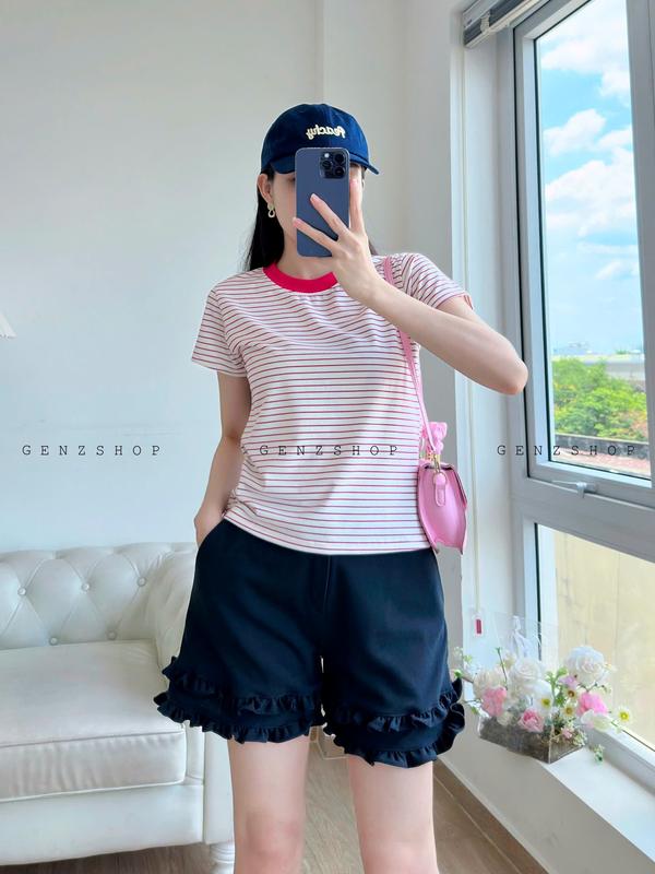 Áo Thun Sọc Ngang Form Babytee  Màu Trung Tính Áo Form Vừa Nữ - Thương Hiệu Uy Tín BBT25 2
