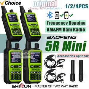 Baofeng 5R Mini Bluetooth Programming Ham Radio 5W UHF/VHF Dual Band AM FM Dual PTT Wireless copy frequency 5RMINI Walkie Talkie - 4PCS-4SF20-4Mic