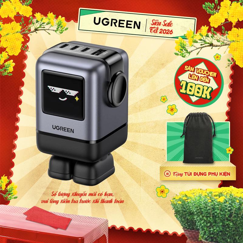  Củ sạc nhanh Robot Ugreen Uno 100W | Công nghệ GaN | Sạc 4 thiết bị cùng lúc | Bảo hành 18 tháng 1 đổi 1 45514B 