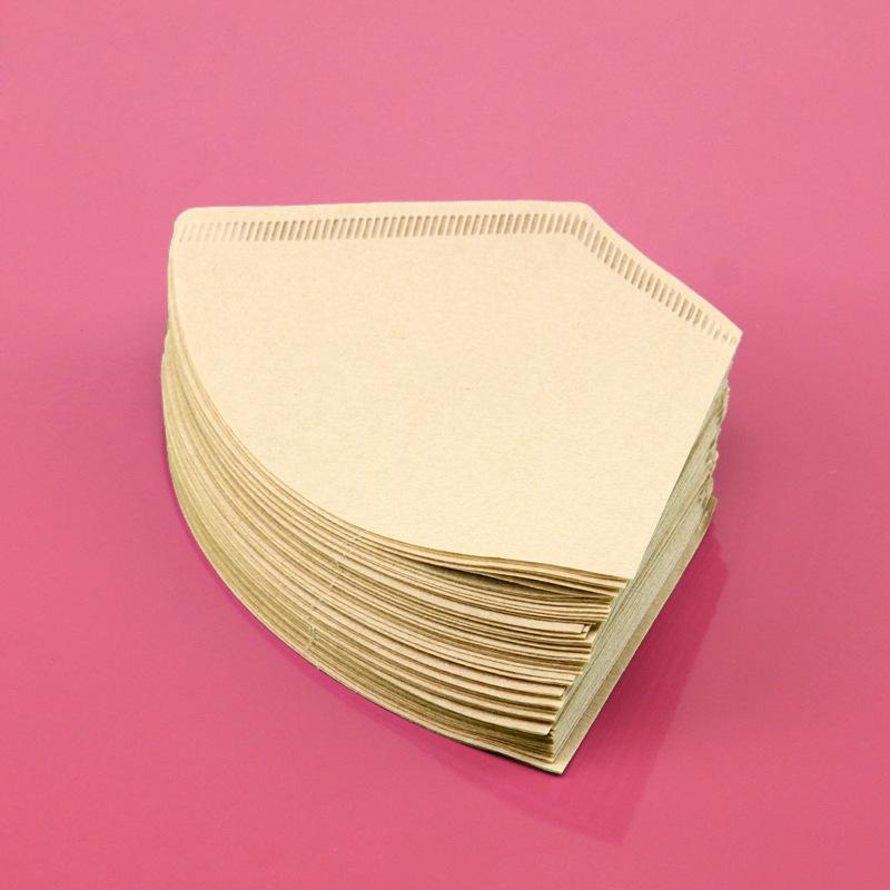 100 Pcs Wooden Original Hand Drip Paper Coffee Filter Espresso Coffee Filters Fan Shaped 102 Boiling Drip Pot Mesh Cone V60 Filter Paper Tea 1