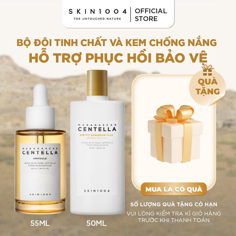 SKIN1004 Combo Phục Hồi Chống Nắng Tinh Chất Dịu Da 55ml + Kem Chống Nắng Air-fit Suncream 50ml