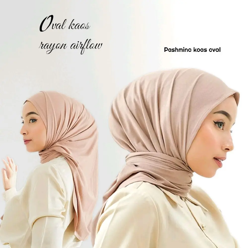 Pashmina Oval Kaos Rayon - Pasmina kaos airflow Jilbab