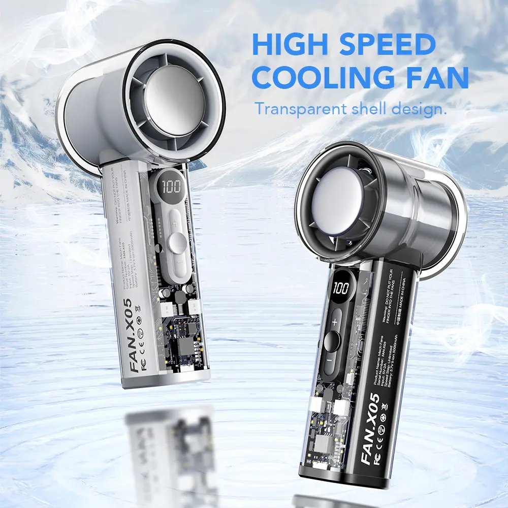 2025 New High Speed ​​Small Fan Long Life 3000mAh Battery Portable Fan Semiconductor Refrigeration Mini Fan Portable Air Conditioner Cooler Mini Air Conditioner Fan Cableless Fan Cooler Portable Mini Rotating Fan