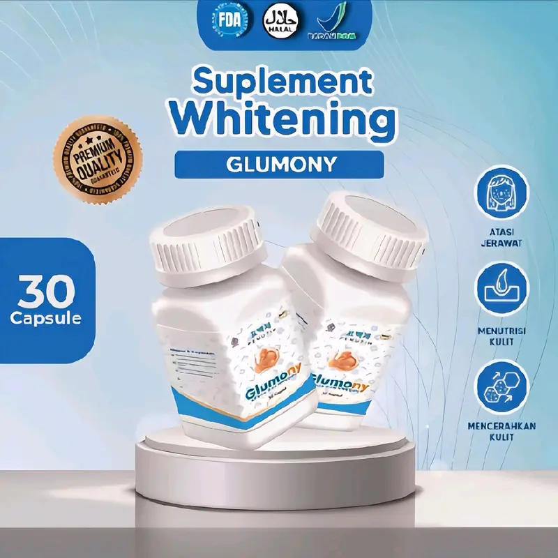 Viral!! Glumony Original Asli 100% pemutih badan, wajah suplemen kapsul whitening dan vitamin c L-Glutathione colagen, pencerah kulit 0