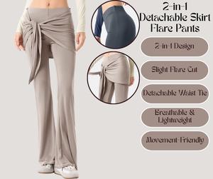 2-in-1 Detachable Skirt Flare Pants – Women’s Yoga Wide-Leg, Anti-Exposure, Premium Drapey Fit[YA89]