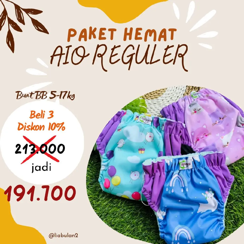 Paket Hemat Tipe AIO Reguler NINGRAT Popok Clodi Bayi