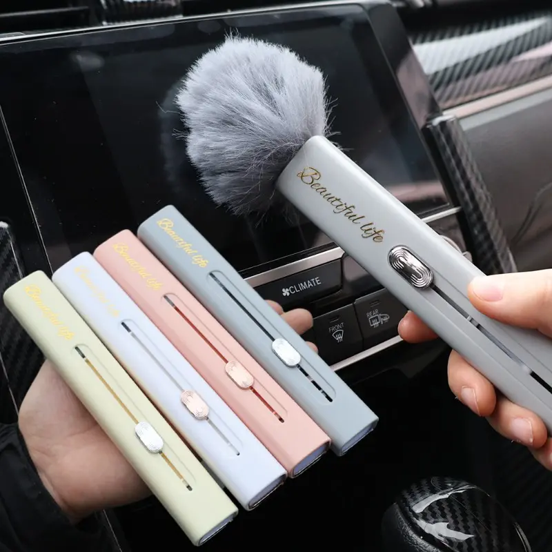 Multifunctional Car Telescopic Cleaning Soft Bristle Brush Air Conditioner Dust Removal Gap Brush Auto Interior Cleaning Tools
