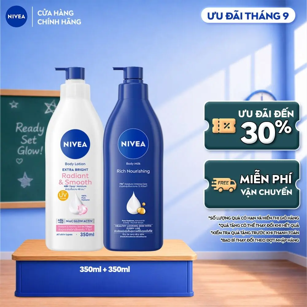 Bộ 2 Sữa Dưỡng Thể NIVEA Dưỡng Sáng Và Nuôi Dưỡng Da Ban Đêm | Mịn Da (350 ml) - 98413+98412