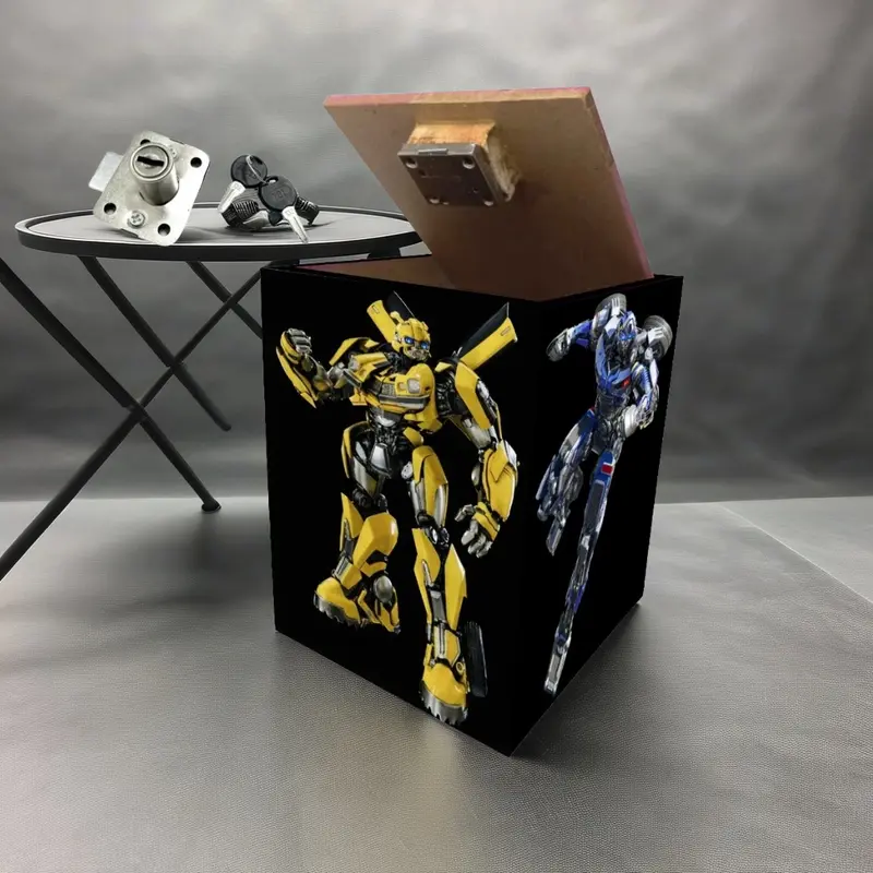 Celengan kotak pakai kunci gambar robot Transformers ukuran besar 15x15x20 0