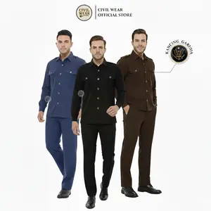 Civil Wear Setelan Seragam Safari Security Pria Baju Setelan Seragam Security Tangan Pendek Kancing Garuda