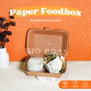 [ISI 50 PCS] Paper Food Box Kraft Laminasi / Kemasanan Makanan Lunch Box Food Grade / Kemasan Makanan Berlaminasi Ramah Lingkungan