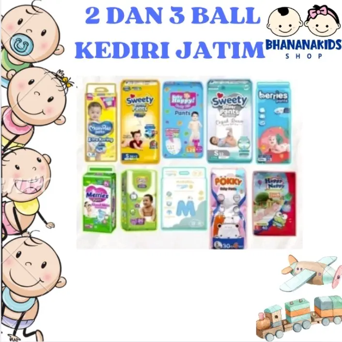 {EKSKLUSIF MELIANA900} 2 DAN 3 BALL MAMYPOKO,BABYHAPPY, MERRIES, DLL Bayi Popok Diapers
