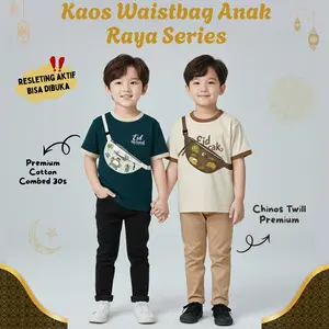 KAOS WAISTBAG SETCEL ANAK MOTIF RAYA SERIES EID MUBARAK