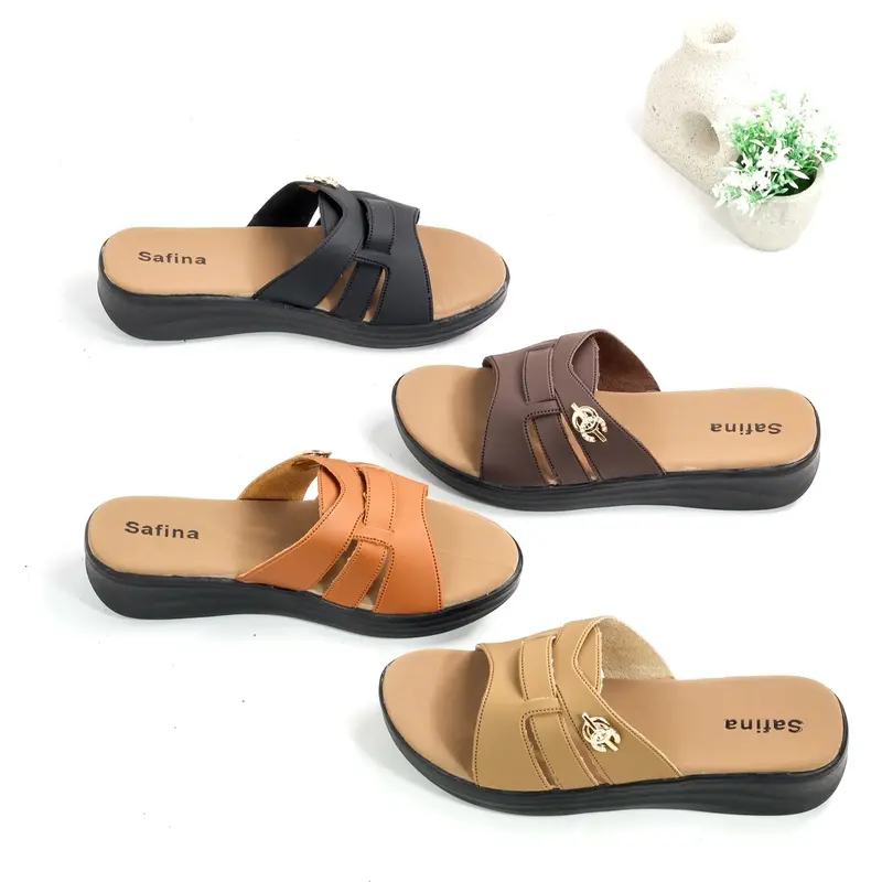 SAFINA Alicia Sandal Wanita Slip On / Selop Kekinian 2025 - Model Kembang Variasi Gesper Mini 1