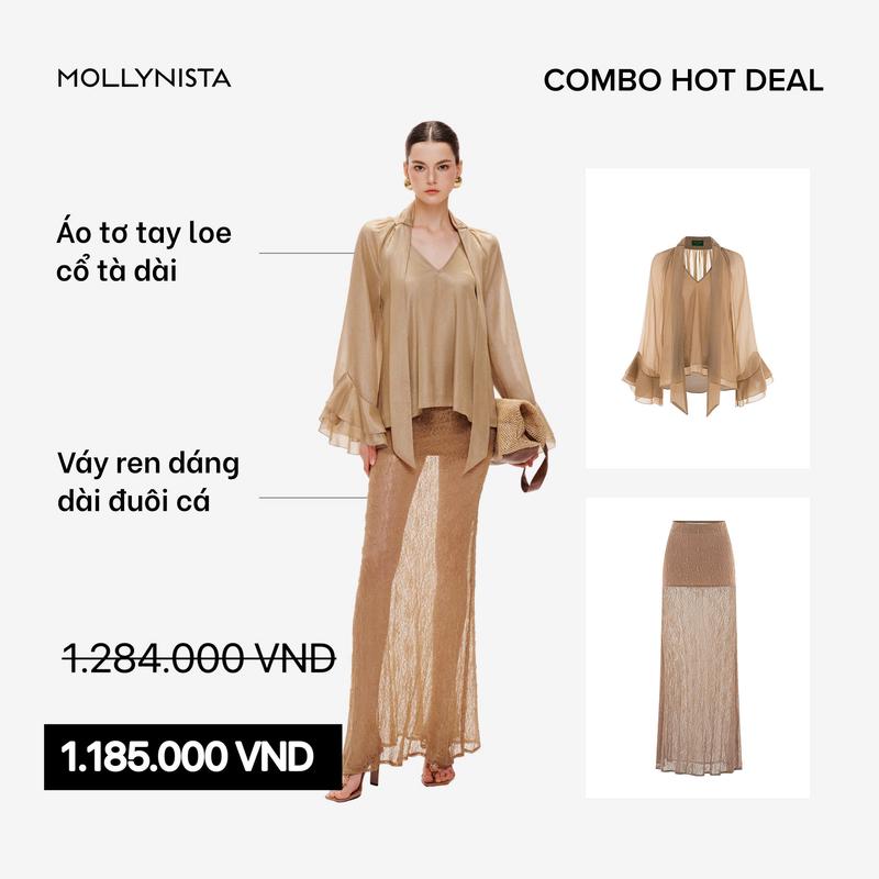 Váy ren dáng dài đuôi cá MOLLYNISTA thiết kế quyến rũ thanh lịch nữ tính cao cấp