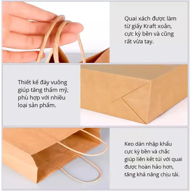 Túi giấy Kraft có quai đựng quà nhiều kích thước, Túi giấy Kraft xi măng Nhật Bản chất lượng 1