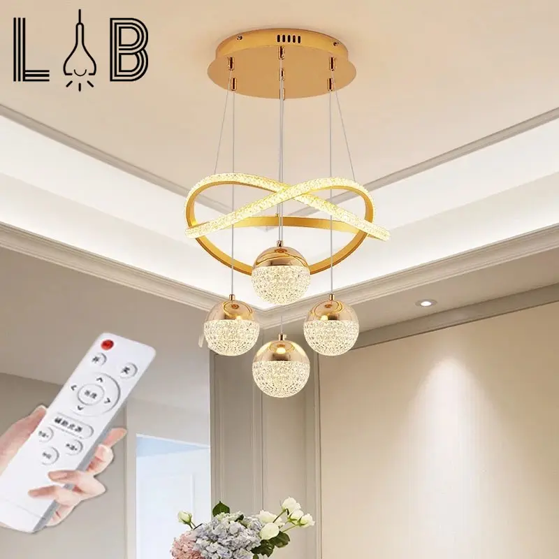 Lampu Gantung Modern Emas 3 Warna Led Lampu Langit-langit Loteng Ruang Tamu Ruang Makan Kamar Dapur Pencahayaan Dalam Ruangan