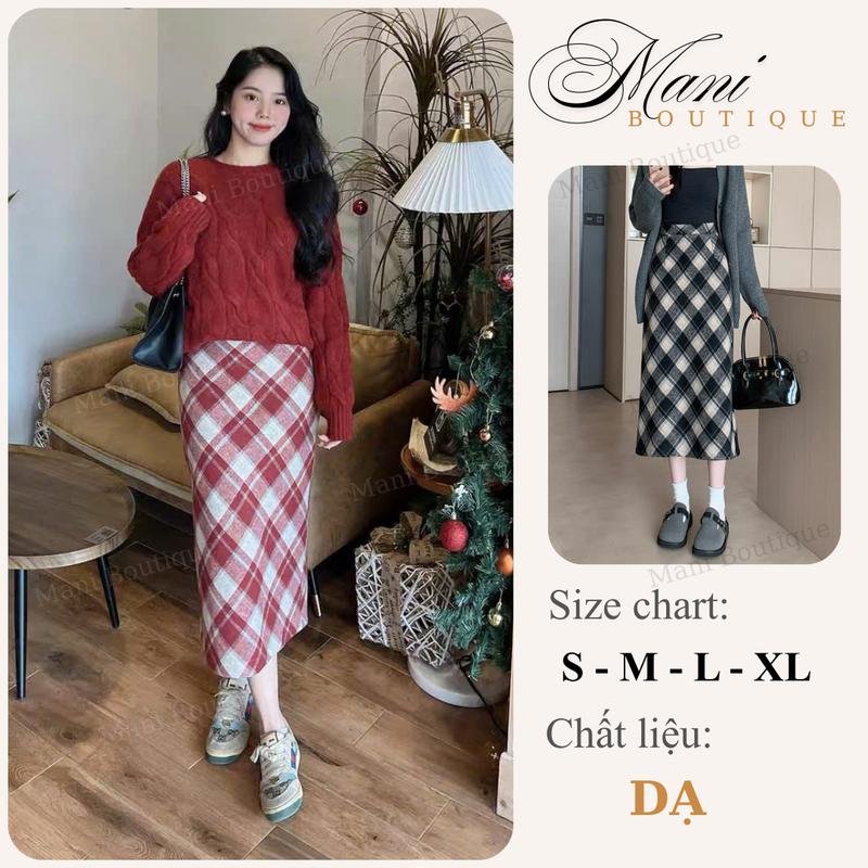  Chân Váy Dáng Dài Dáng Chữ A Xẻ Sau Khóa Lệ Chất Dạ Kẻ Caro Nhiều Màu Phù Hợp Đi Học Làm Chơi Noel Tết Công Sở Đẹp 