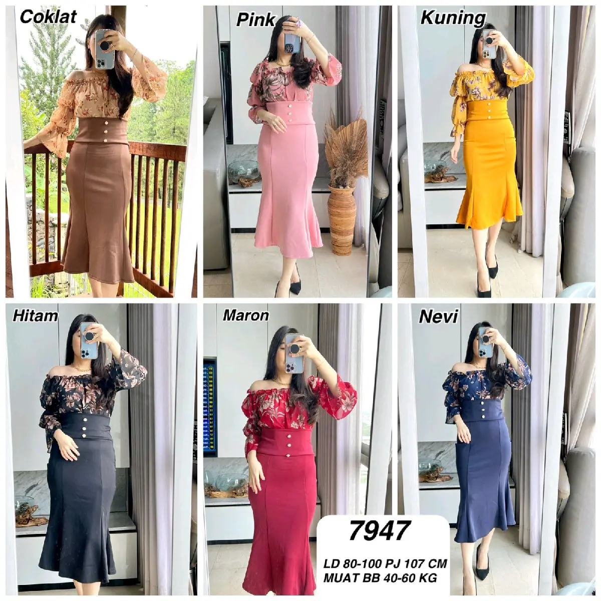 M&V SHOP DRES MERMAID SCUBA MIX CERUTY 7947 IMPORT Bunga Fit Wanita  Panjang  Dress Bunga Fit Formal Pesta