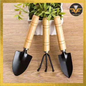 Sekop Mini Alat Berkebun 3 in 1 Gagang Kayu Garden Tool Set isi 3 / Sekop Taman Gali Tanah Penanaman Bunga Sayuran