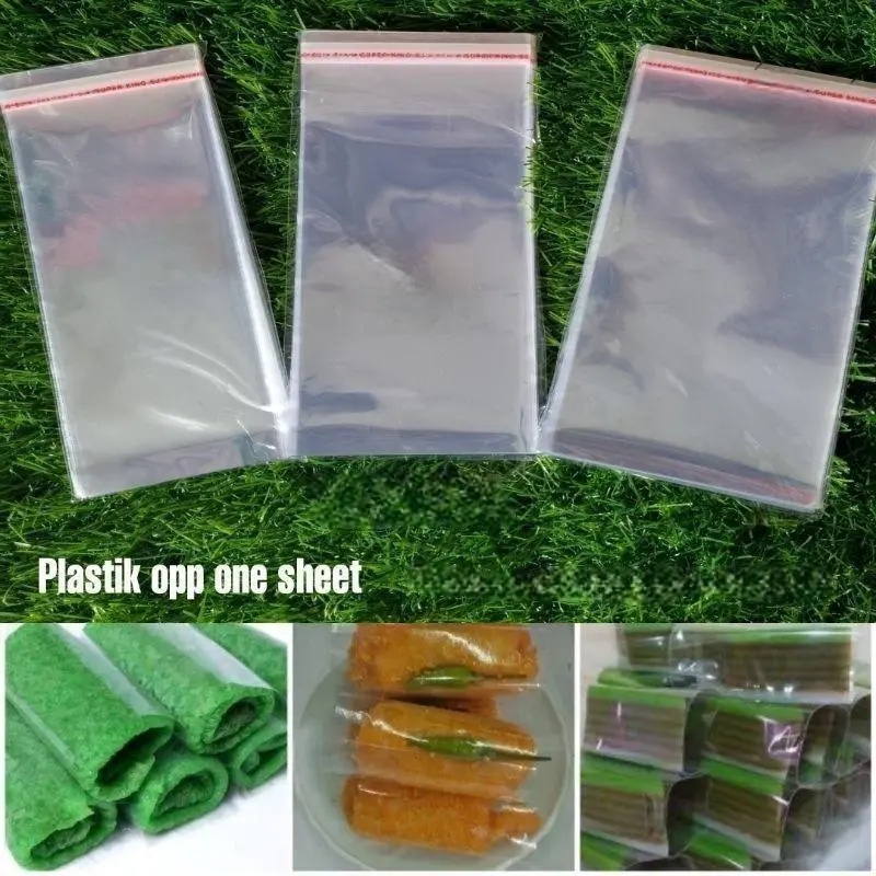 AliMaMa - PLASTIK KUE BASAH (100 PCS)- Plastic Risol Risoles Dadar Gulung Lemper OPP Gorengan Selembar Selapis Lem Seal Murah Medan Kitchenware 1