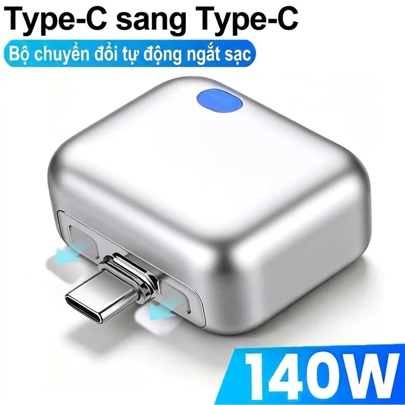 Bộ chuyển đổi sạc USB-C 140W tự động ngắt sạc, bộ tách nguồn thông minh, bảo vệ pin cho iPhone 17, laptop, máy tính bảng
