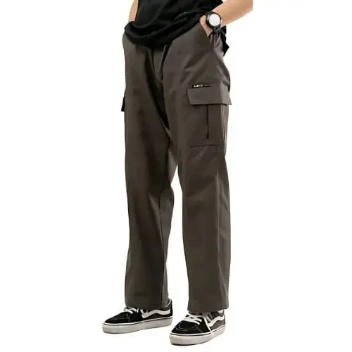 Celana Cargo Komprang Panjang Pria Wanita Streetwear - Korean Style Unisex Elastic Waist CARGO PANTS joker straight 1