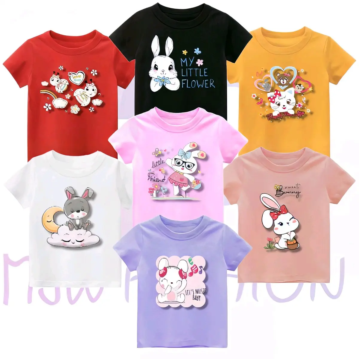 paket hemat 6 pcs kaos anak anak perempuan motif terbaru kaos anak casual O-neck T-shirt baju anak cewek cotton cocok untuk santai